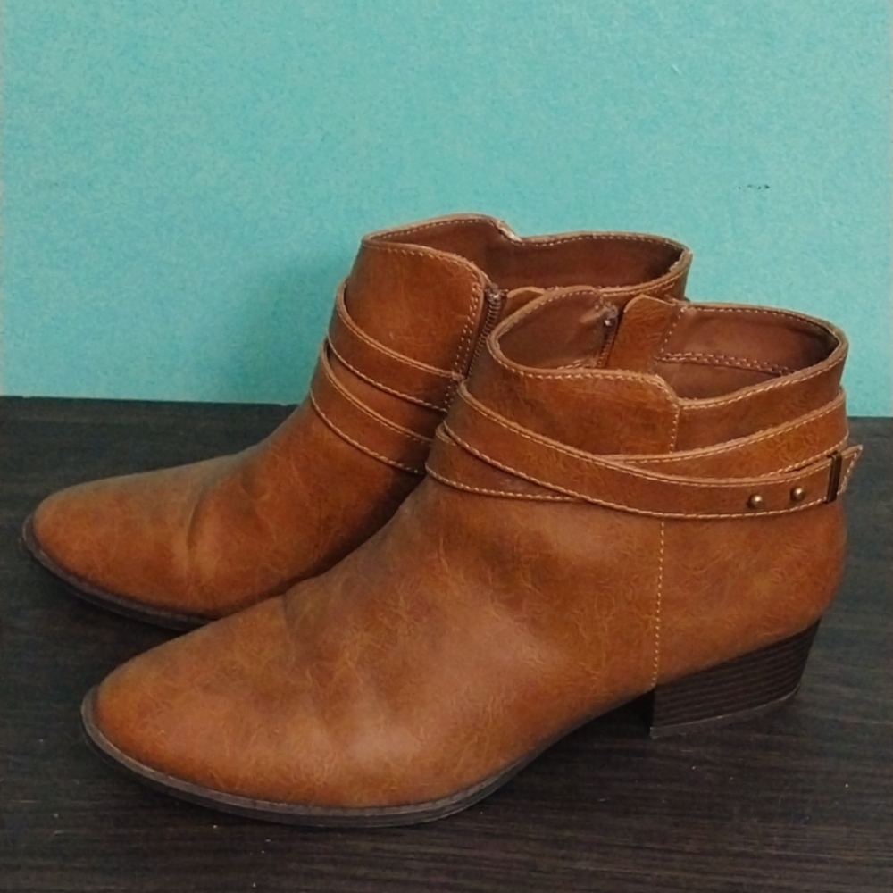 Lauren Conrad Faux Leather Cross Strap Boots Size 9.5 Only worn once.